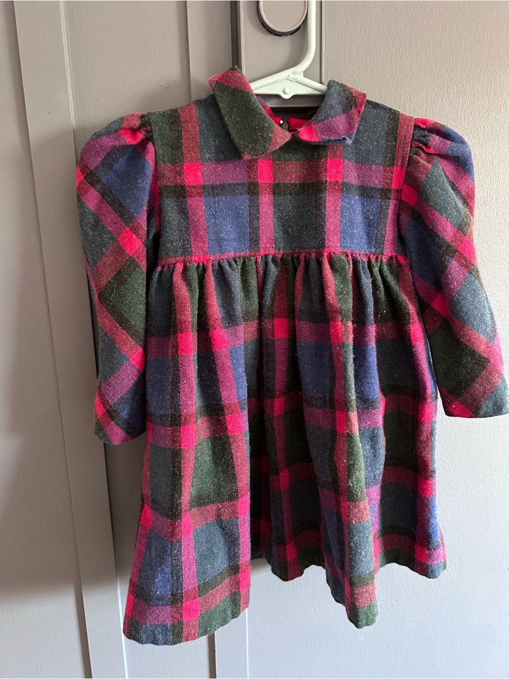 Plaid Peter Pan Collar Dress in Red, Green & Blue - Picture 1 of 7
